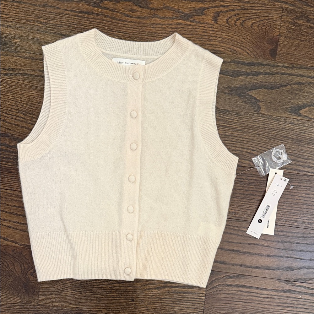 Aqua Cream Sleeveless Sweater 100% cashmere
